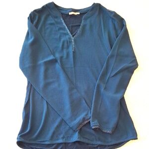 Orday Teal Long Sleeve Blouse